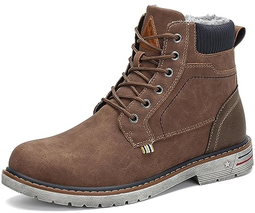 Mishansha Winterschuhe Herren Schneestiefel Warm Gefüttert Boots Männer Winter Schuhe Wasserdicht Arbeitsstiefel Outdoor Stiefel Braun Gr.42