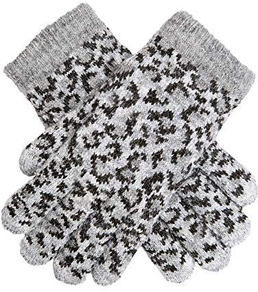 Dents Dove Grey Animal Print Design Knitted Ladies Gloves