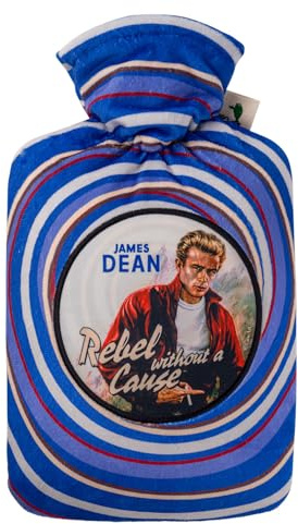Hugo Frosch Wärmflasche Klassik 1,8 l Nickibezug Movie James Dean | Große Bettflasche Made in Germany, auslaufsicher & langlebig, mit kuscheligem Überzug, abnehmbar & waschbar