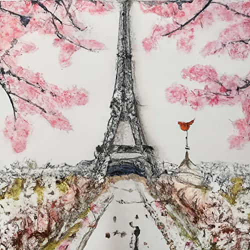 Bimkole DIY 5D Diamond Painting Zubehör Kirschblüte, EIN Paar Federräder Diamant Malerei Kit Voll Runde Bohrer Malen nach Zahlen Malerei Stickerei Kreuzstich Diamond Dekoration, (30x30 cm)