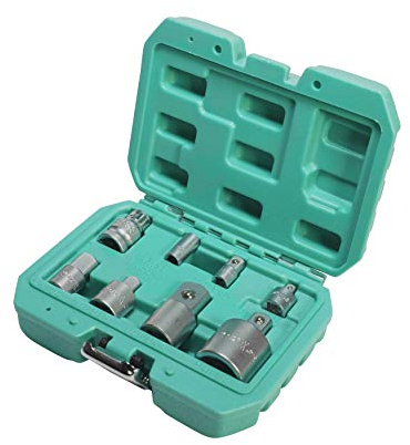 Übergangsstücke 8tlg 1/4 3/8 1/2 & 3/4 Zoll von WIESEMANN 1893 I Aus Q-30 Stahl I Adapter Aufsatz für Innen & Außen im Werkzeugkoffer 81482