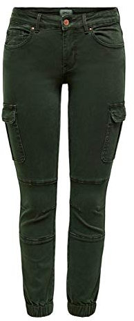 ONLY Cargo Jeans Hose | Stretch Denim Jogger Pants | Slim Mid Waist Karottenhose ONLMISSOURI, Farben:Grün-3, Größe:38W / 30L, Z-Länge:L30