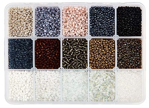 NBEADS 20010 cuentas redondas de cristal, mezcladas de 15 colores oscuros, 2 mm, cuentas de manualidades para hacer joyas
