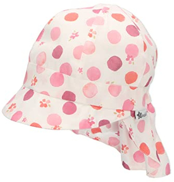 Sterntaler Baby Mädchen Schirmmütze Baby Schirmmütze mit Nackenschutz Punkt Sonnenhut - Schiebermütze, Baskenmütze, gepunktet - waschbar - beige, 43