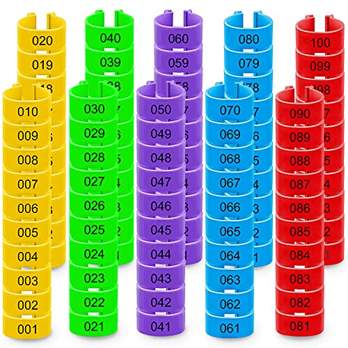 Hühner Ringe 100 Stück16mm Hähnchen Beinringe Geflügel Band Mehrfarbige Plastik Geflügel Beinringe Identifikation Beinbänder Nummerierter Clip an Geflügel Beinringen für Wildgeflügel Gans