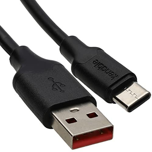 kenable 20AWG USB A To Type C USB-C FAST CHARGER 3A+ Charging Cable 0.2m BLACK SHORT [0.2 metres]