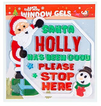 History & Heraldry Santa Stop Here Fenstergel, personalisierbar, Motiv Stechpalme