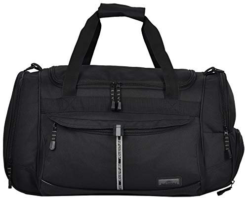 Sporttasche Keanu Adventure Damen Herren * Viele Fächer Schuhfach, Seitentaschen * 45 Liter Fitness Tasche Sport Sauna Reisetasche (Black Uni)