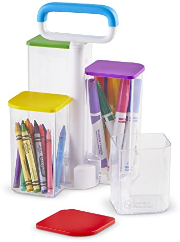 Learning Resources Create-a-Space Durchsichtige Behälter mit Tragegriff, Kinder Schreibtisch Organizer, stiftehalter Schreibtisch, Schreibtisch Organizer Kinder Jungen & Mädchen