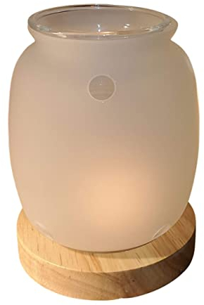 Brûle Parfum Inspiration Siete - Brûleur Fondant Cire et Diffuseur Cire Parfumée – Diffuseur Huile Essentielle et Parfum d’Ambiance – Bougeoir Photophore en Bois et Verre - Hauteur 11 cm – Zen’Arôme