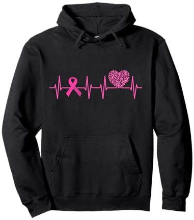 Octobre rose cancer du sein battement de coeur ruban femme Sweat à Capuche