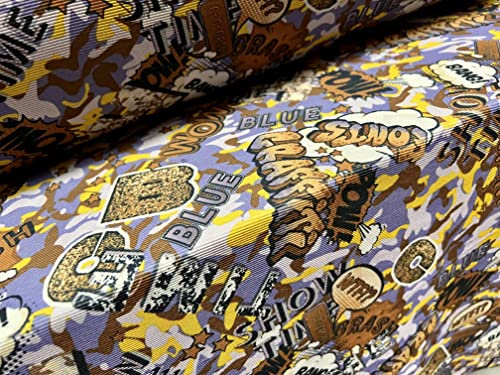 Ottomane Feinripp-Stretch-Jersey-Stoff, Spandex, Meterware, Camouflage, Graffiti-Cartoon-Druck, mehrfarbig