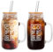 ANOTION Mason Jar – Tasse à café glacé avec couvercle et paille – Bocaux Mason en verre avec poignée – Gobelet réutilisable pour café glacé – Pour voyage, bureau, maison – 710 ml