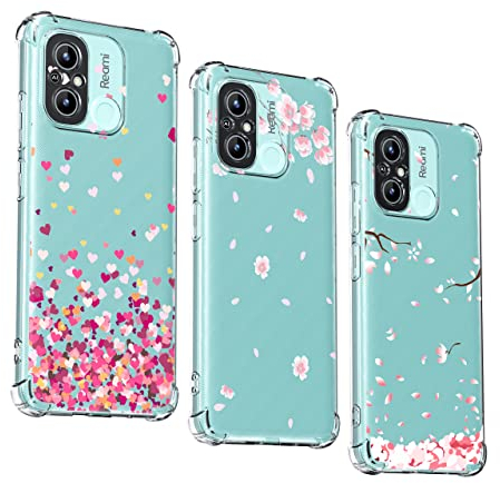 KJYLPO 3 Stück Hülle für Xiaomi Redmi 12C, Dünne Weiche TPU Silikon Transparent Stoßfest Schutzhülle Durchsichtige Handyhülle Kratzfest Case, Rosa
