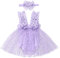 Odizli Bambina ragazza senza maniche fiore lavorato a maglia pagliaccetto vestito+fascia compleanno vestito servizio fotografico, fiore viola, 12-18 Mesi