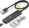 NOVOO USB C Hub 4 Ports USB 3.0, Data Transfer 5Gbit/s, Simple and Practical Port USB Adapter, 60cm Extended Cable, USB Splitter for MacBook, Laptop, Mobile Hard Drive