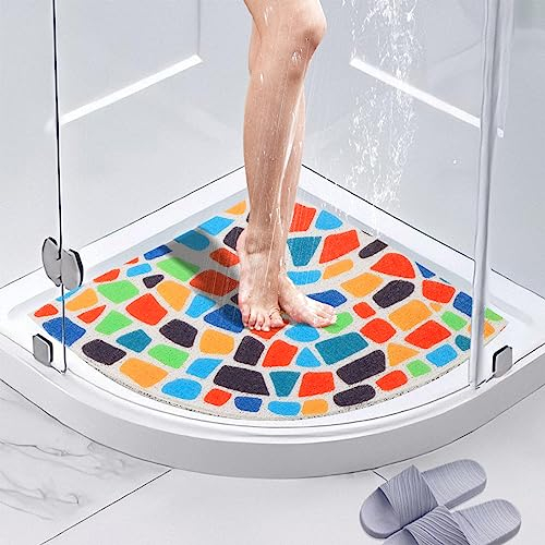BWBIKE Tappetino Doccia Angolare Loofah, Antiscivolo Antimuffa 60 x 60 cm, per Interno Esterno, Tappetino Bagno Settore Lavabile, Vasca Quadrante