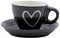 Dekohelden24 Tazzina da caffè con piattino in antracite con cuore bianco, in ceramica, dimensioni: 5 x 6,5 cm, lavabile in lavastoviglie