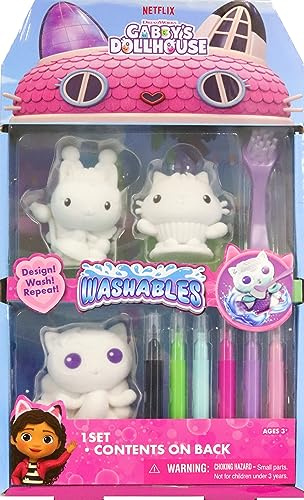 Tara Toys Gabby's Dollhouse Washables Set Color and Wash Reusable Figures with Markers and Accessories Creative Art Toy for Kids Ages 3+, DreamWorks Gabby Official