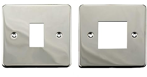 ElekTek Twin Pack Chrome Plated Single & Double Modern Light Switch Polished Metal Cover Plate Conversion - No Wiring or Switch Removal Necessary