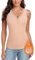 WOWENY Damen Tank Top mit Spitze Thermo Ärmellose Winter Thermohemd V-Ausschnitt Warme Vest Unterhemd Camisole Unterwäsche Fleece Shirt,Beige,L