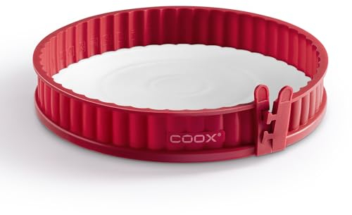 coox Quicheform mit Porzellanboden ⌀ 26 cm in Rot, perfekt backen und direkt auf dem Porzellanboden servieren und schneiden