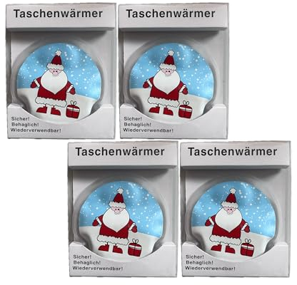 jameitop® 4er Set Taschenwärmer Santa Weihnachtsmann Nikolaus Süße Handwärmer warme Finger, wiederverwendbar