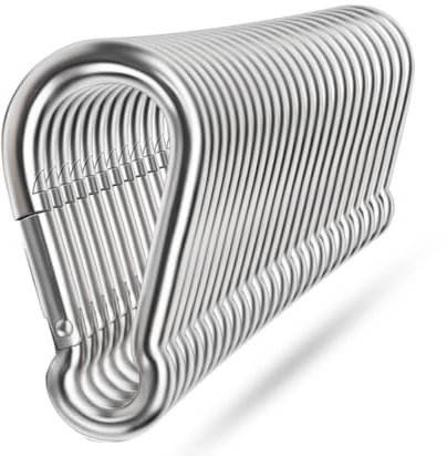 Ekunbuy Karabinerhaken aus 304 Edelstahl,federbelasteter Karabinerhaken,Carabiner,Federklammern, Schnalle, Verbindungsclip für Camping, Wandern,Zughilfen (80mm(M8) 24 Stück)