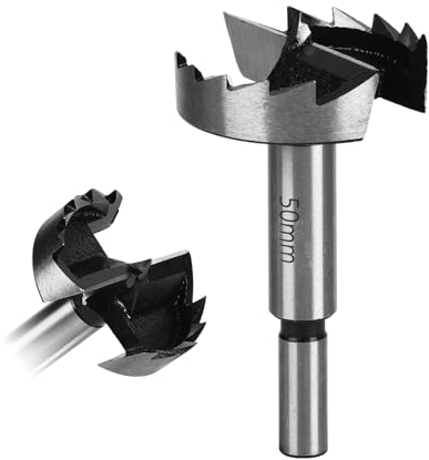 Taladro Forstner de 50 mm para madera dura y blanda, brocas forestales, longitud 90 mm, diámetro del eje de 10 mm, accesorios de perforación con taladro forestal redondo, accesorios