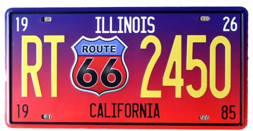 yuwqqoajv Alte US RT. 66 Nummernschild, Vintage amerikanisches Dekor für Auto Enthusiasten, kompaktes und leichtes Vintage Metallschild aus Eisen, Gelb