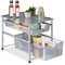 Relaxdays Cesta Estantería Organizadora, 2 Cajones de Rejilla, para Baño,Cocina u Oficina, Apilable, 30x28x42,5 cm, Plateado