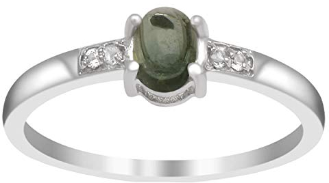 Shine Jewel Solitaire Akzente 925 Feinsilber 0,54 Ctw Grün Turmalin Frauen Versprechen Ring (63 (20.1))