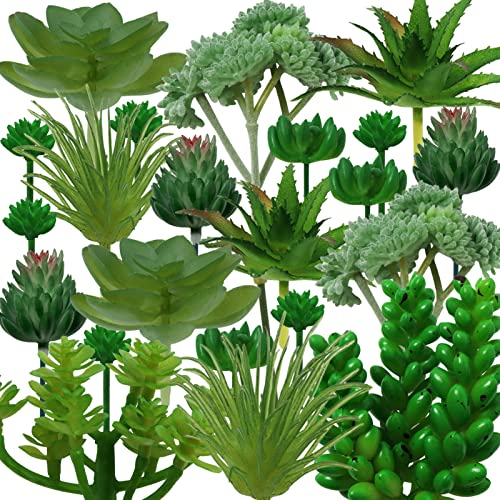 QUOZUO 22 suculentas verdes artificiales, mini suculentas falsas para manualidades, hogar, terrario, pared, jardín, arreglo de oficina (sin maceta)