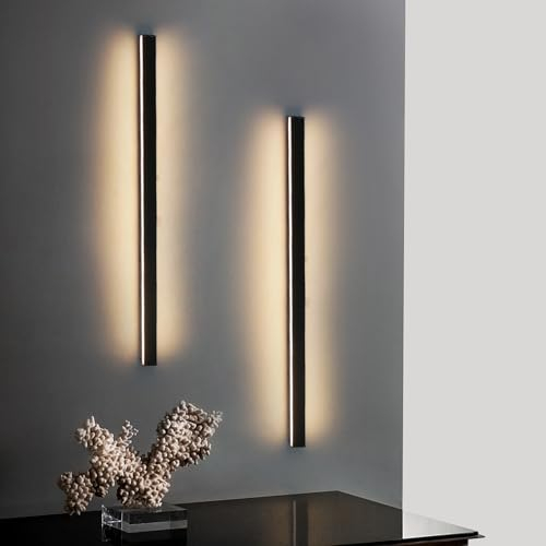 ZMH 2ER Wandlampe led Wandleuchte innen - Modern 60CM 21W Flur Up Down Warmweiß Flurlampe Wohnzimmerlampe Schwarze Bettlampe Wandbeleuchtung für Treppenhaus Wohnzimmer Kinderzimmer Schlafzimmer