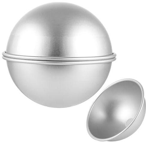 ZOFUN 2 moldes semiesféricos de 20 cm, aluminio semiesférico para tartas, color plateado anodizado