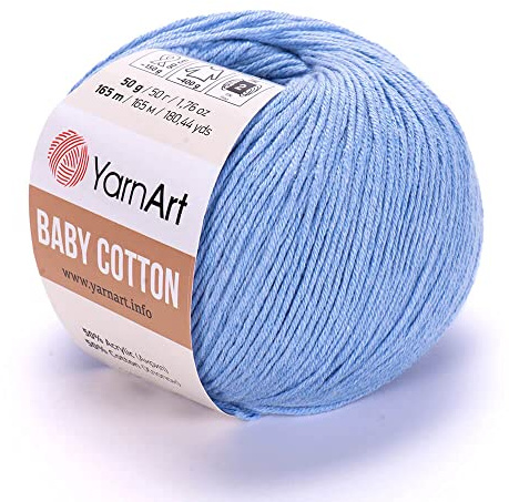 YarnArt Baby Cotton Yarn - Soft, 50% Cotton 50% Acrylic, 1.76 Oz, 180.44 Yds (1, 448)