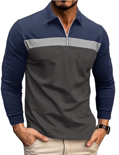 Ryehack Men's 1/4 Zip Polo Shirts Long Sleeve Casual Tops Golf T-Shirt Rugby Shirt Regular Fit S-3XL