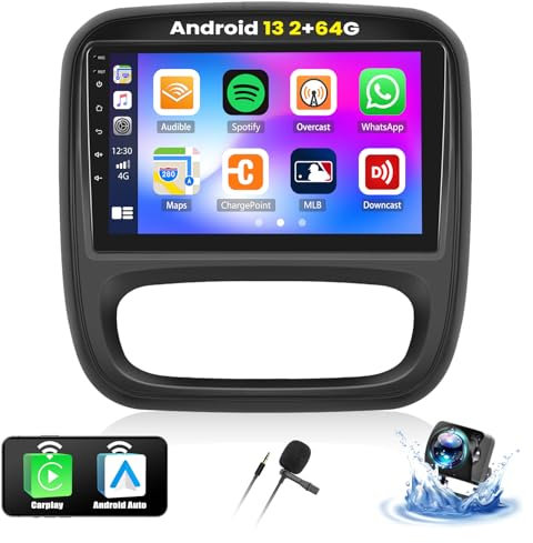 2+64G Android 13 Car Stereo for Renault Trafic 3 2014-2021/Vauxhall Vivaro B 2014-2018 with Wireless CarPlay Android Auto, 9 Touchscreen Radio with WiFi GPS Bluetooth EQ HiFi FM RDS SWC Backup Camera