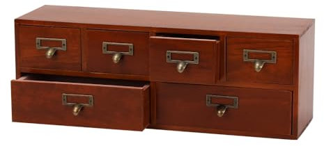 Apotheker-Schubladen, Aufbewahrungsbox aus Holz mit 6 Schubladen, Vintage-Arbeitsplatte, Holzschubladen, Apothekerschrank, Bibliothekskarten, Katalogschrank, Braun