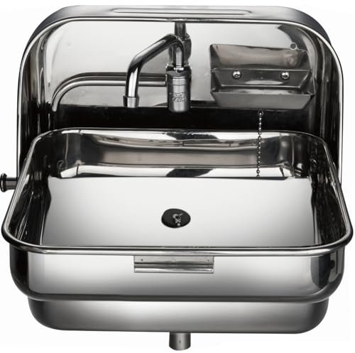ZCBYBT Edelstahl Waschbecken Handwaschbecken Boot Waschbecken Caravan Van Waschbecken, kleine Outdoor RV Küchenspüle mit Klappwasserhahn