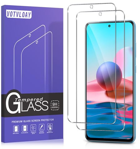 Votvloay 2 Piezas Protector Pantalla para Xiaomi Redmi Note 10 4G / Note 10S 6.43,Cristal Templado, Dureza 9H, Ultra Transparente, Anti Arañazos, Sin Burbujas,Ultra Resistente, Clear