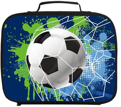 Onperpoe Football Lunch Box, Insulated Kids Lunch Bag for Boys, 600D Polyester Reusable Cooler Bag Tote for School Snacks Picnic