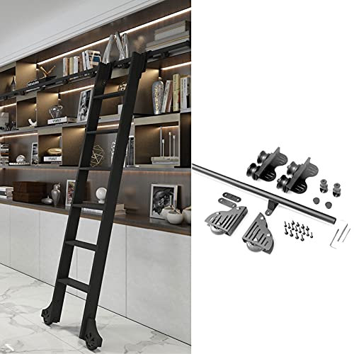 CuNtoHHH Rollleiter-Hardware-Bibliothek, Schiebeleiter-Hardware-Kit, komplettes Hardware-Set für Schiebeleiter-Hängeschiene + Verlängerungsschiene (Keine Leiter) (Größe: 16 Fuß/500 cm)