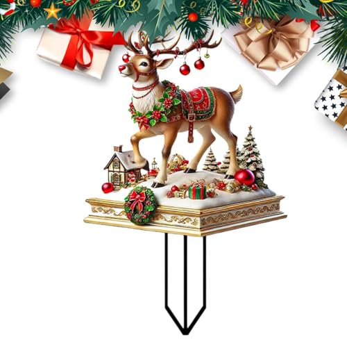 Weihnachts-Elch-Garten-Bodendekoration Rentier-Gartenstecker 2D Flacher Weihnachtscharakter-Dekorationsstapel Wasserdichter 2D-Acrylstecker Zum Advent Weihnachten Deko Gartenstecker Weihnachten