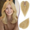 RUWISS Haar Toppers für Frauen Echthaar Topper Leichtes Goldblond Gemischt Bleichblond Clip in Haarteil für Dünner Haar Oberkopf Flauschiger Glatter Hair Topper ohne Pony