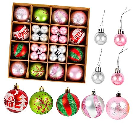 Cabilock Innovative Weihnachtsschmuck Zum Aufhängen 44 Stück Kugeln Mehrfarbig Christbaumschmuck