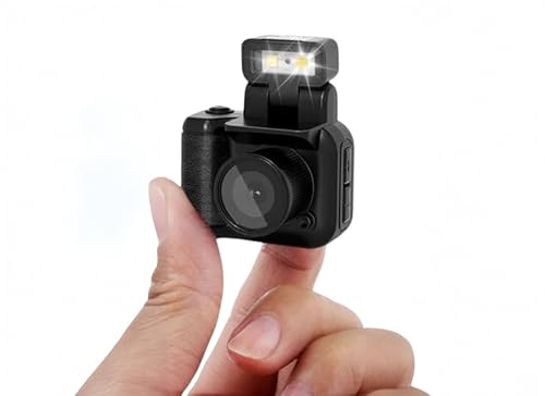 Dpofirs Digitalkamera, Klein Daumenkamera, 1080P Kleine Digitalkamera, mit Blitzlicht, Retro Kompaktfotografie Videokamera, Schlüsselanhänger Kamera, für Vlogging Studenten (Mit 32G