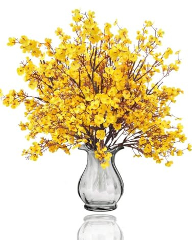 Lot de 10 fleurs artificielles de cerisier 50 cm (10, jaune 10)