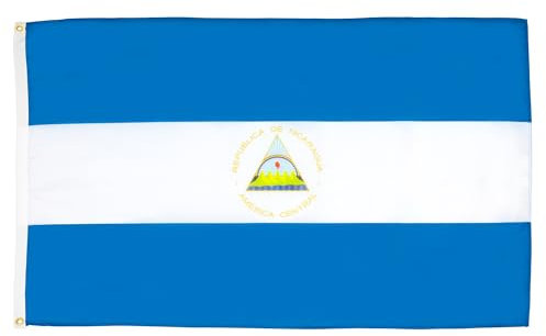 AZ FLAG – Lote de 2 banderas de Nicaragua – 90 x 60 cm – Bandera nicaragüense 100% poliéster con ojales metálicos integrados