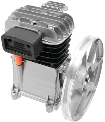Air Compressor Pump Head 2HP 960RPM, 170L/Min Dual Cylinder Oil-Lubricated Piston Compressor Head, 10Bar Max Pressure, Iron Aluminum Motor Head with Silencer for Workshop Garage Factory